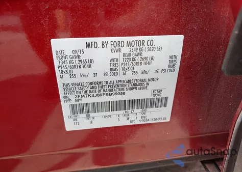 2015 Ford Edge Sel z USA, uszkodzony, nr VIN 2FMTK4J86FBB99058